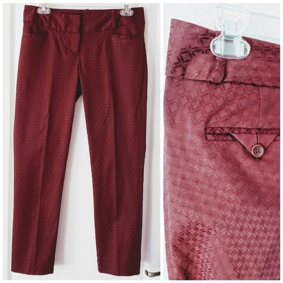 The Limited Jacquard Crop Dress Pants Cranberry Size 2 - Picture 1 of 7